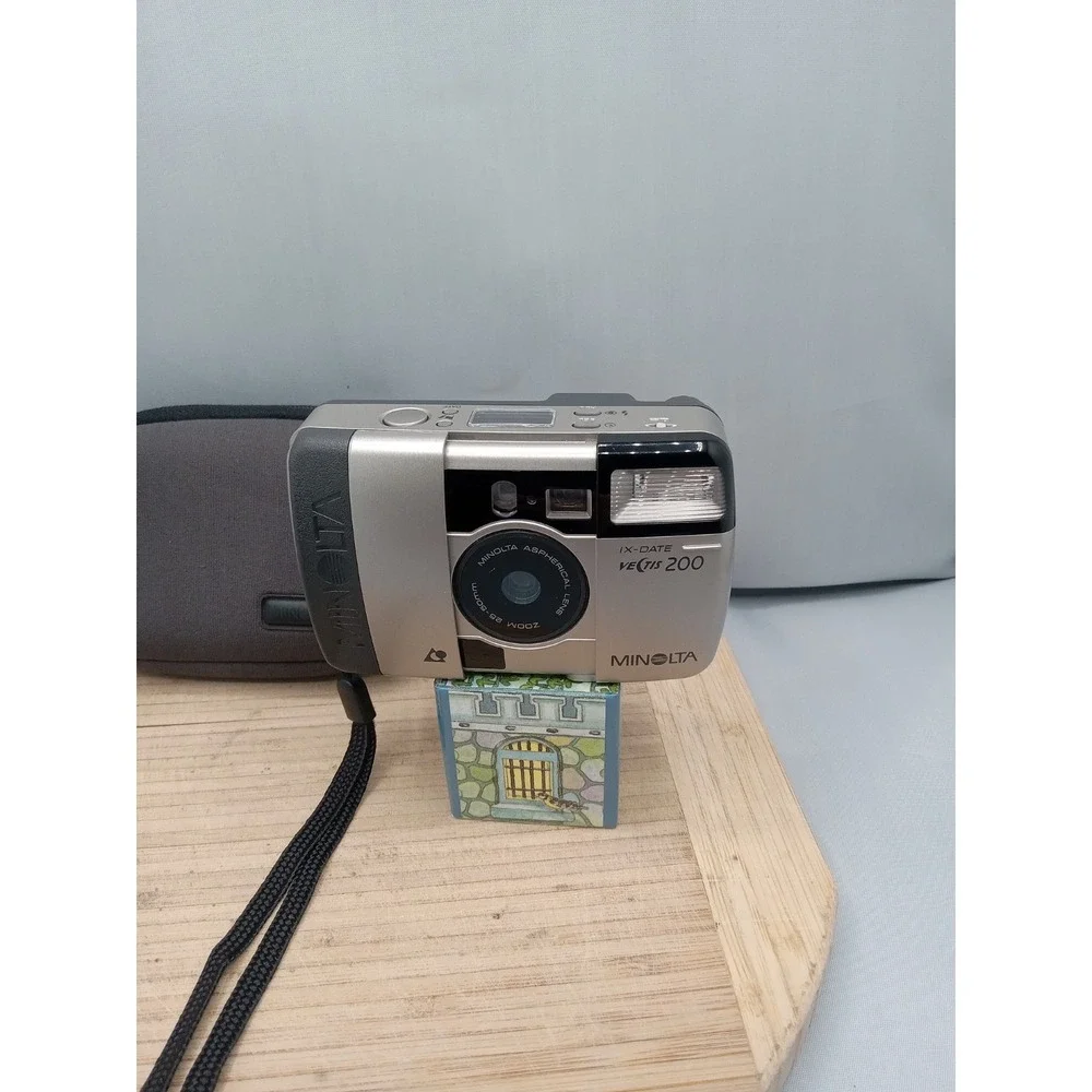 Minolta Vectis 200 IX-Date Silver Point & Shoot APS Film Camera - Tested & Works